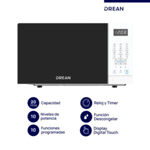 MICROONDAS 20LTS HMD20ARBB0 DISPLAY TOUCH BLANCO