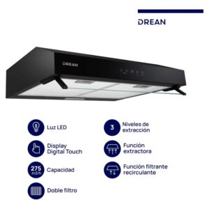 PURIFICADOR CUDR604NA 60CM NEGRO LUZ