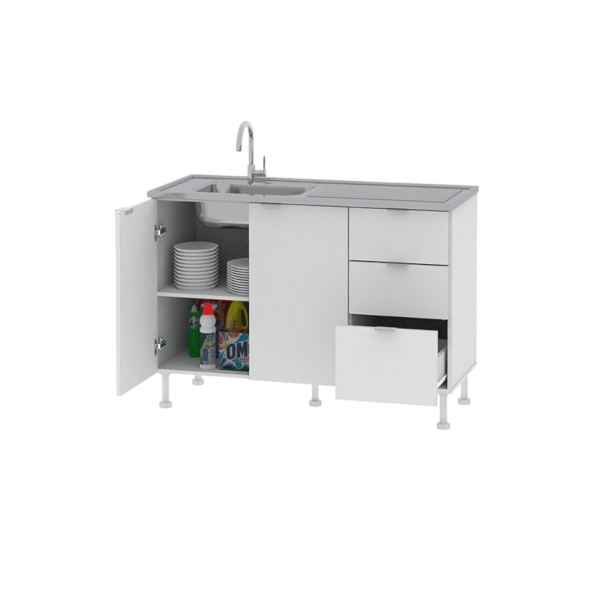 BAJO MESADA CTB120B 1.20MTS BLANCO - Imagen 2