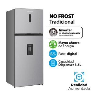 HELADERA KHDA46NEI/9 446LTS ACERO INV.NO FROST