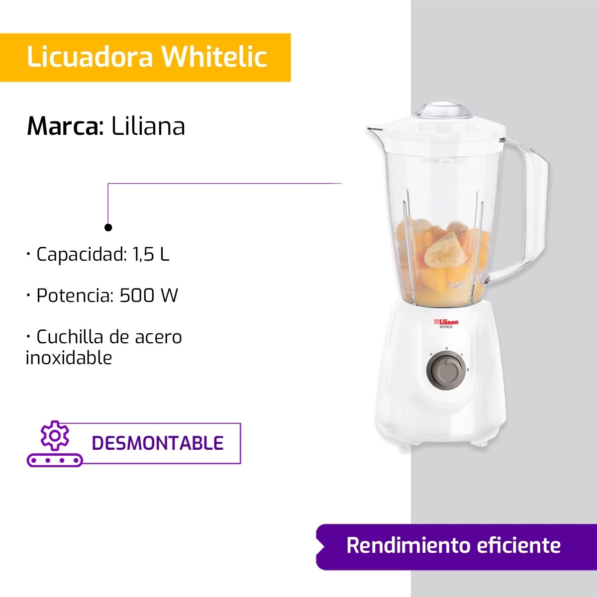 LICUADORA AL-100 BLANCA WHITELIC - Imagen 2