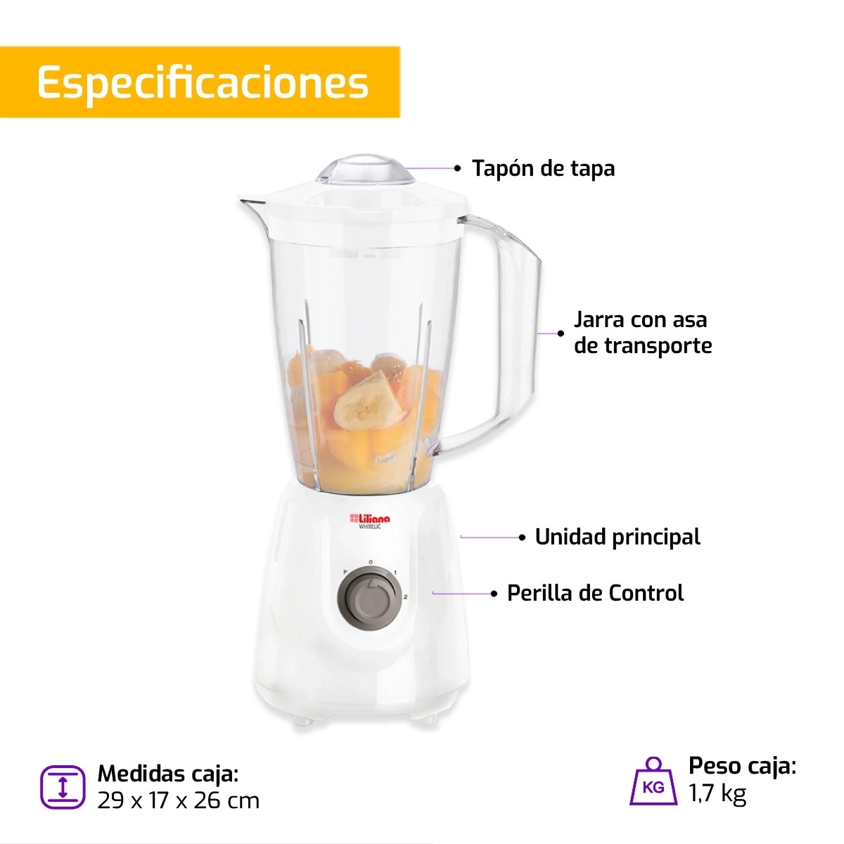 LICUADORA AL-100 BLANCA WHITELIC - Imagen 3