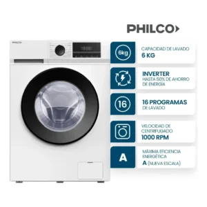 LAVARROPAS PHLF61BN 6KG C/FRONTAL BLANCO PHILCO