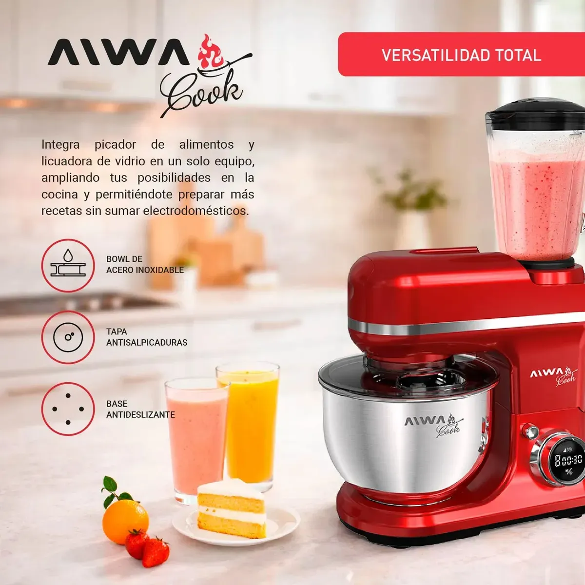 BATIDORA PLANETARIA AW-BP352R ROJO AIWA - Imagen 4