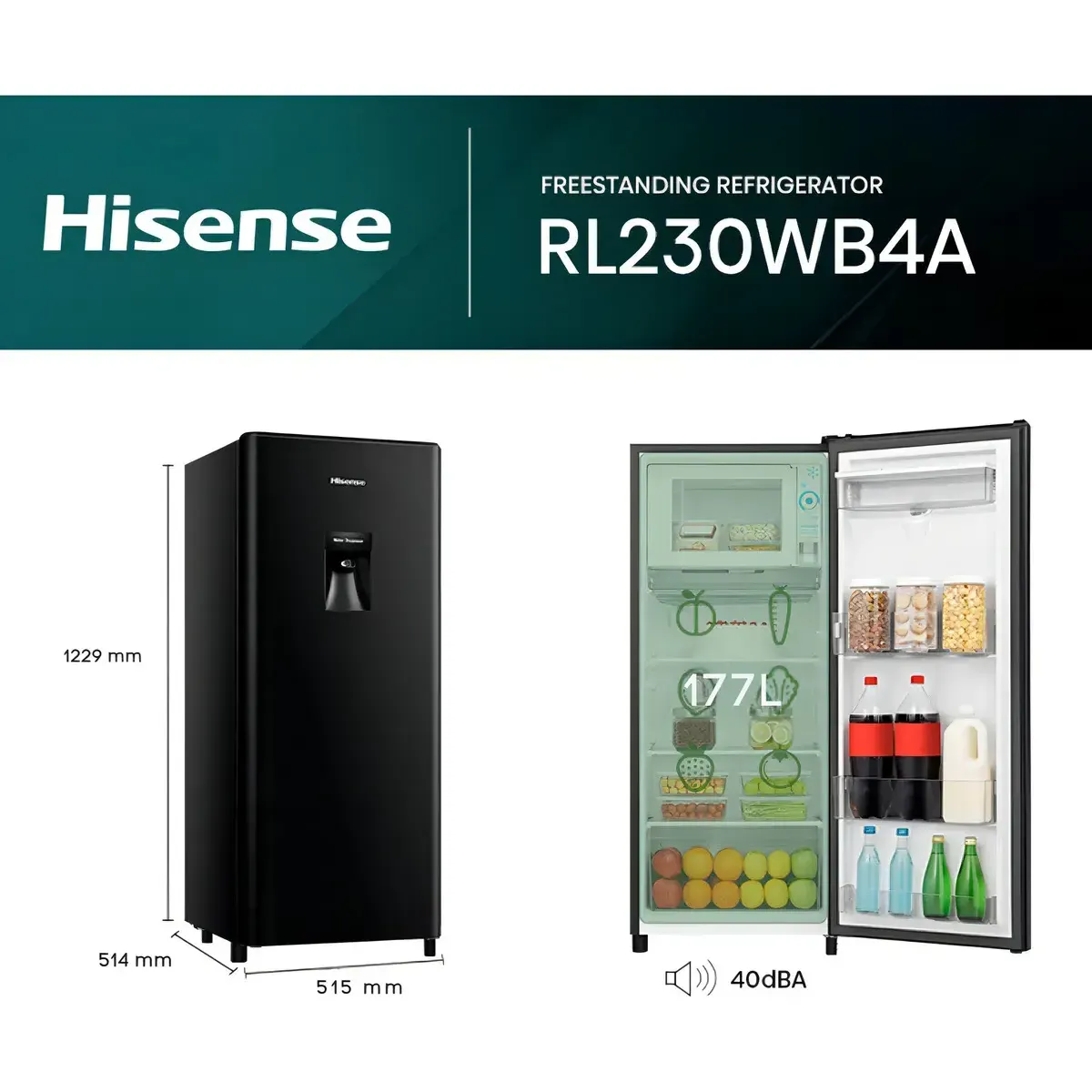 HELADERA RL230WB4AU 177LTS DISPENSER NEGRA - Imagen 3