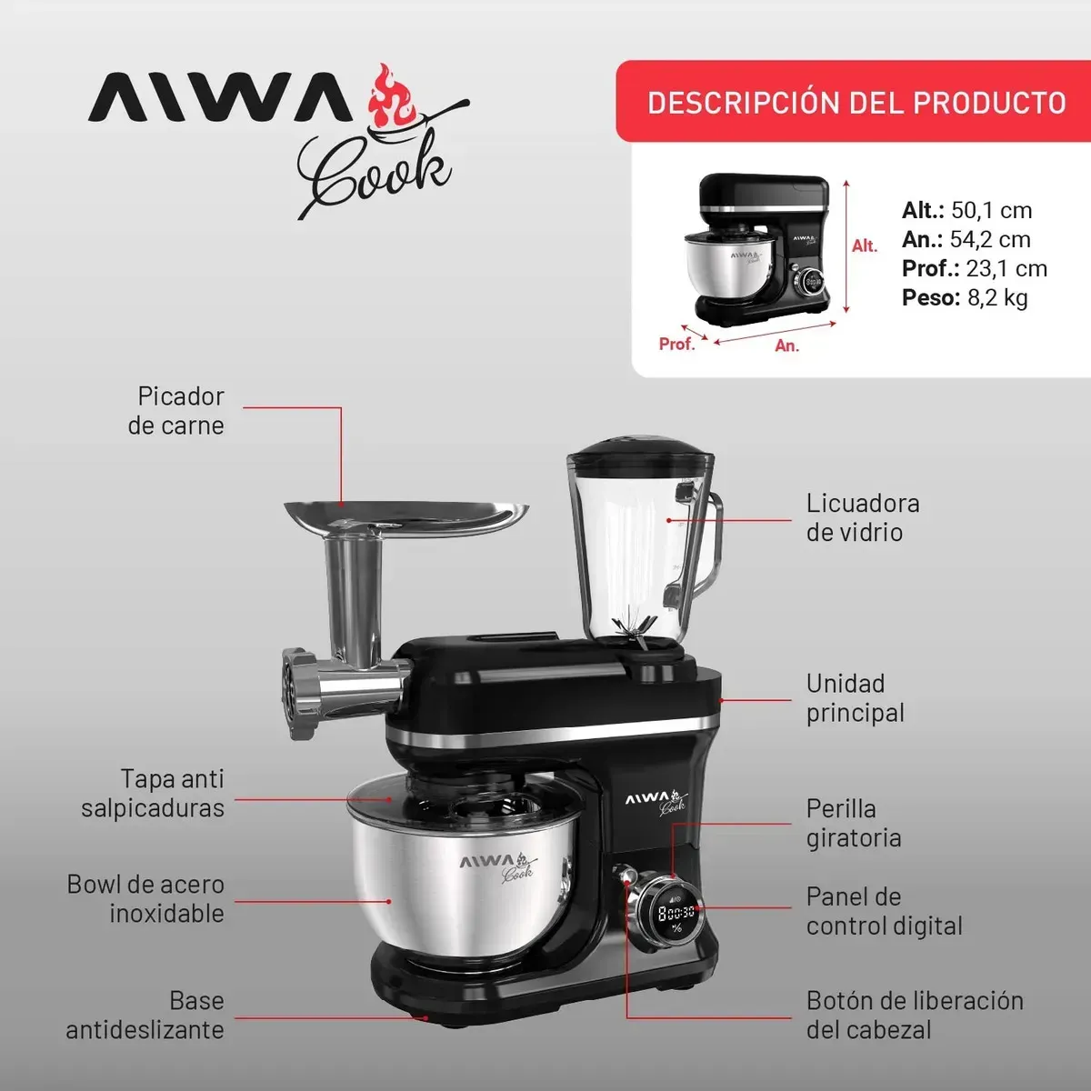 BATIDORA PLANETARIA AW-BP352N NEGRO - Imagen 6