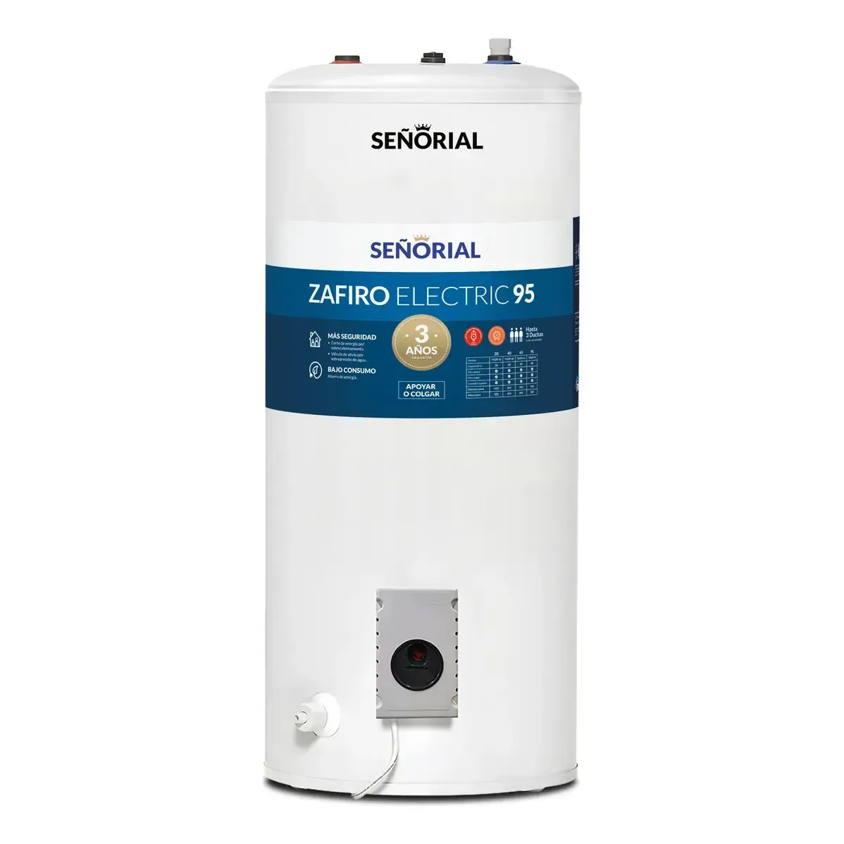 TERMOTANQUE ELECTRICO 95L ZAFIRO BLANCO