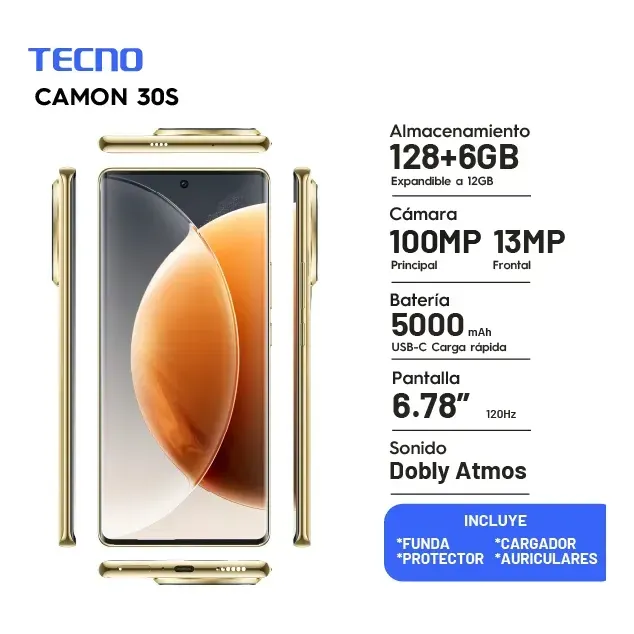 CELULAR LIBRE CAMON 30S GOLD 128GB/6G TECNO - Imagen 3