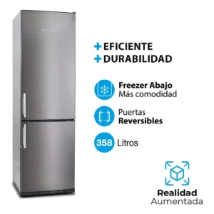 HELADERA KHGA40/9 C/FREEZER 358LTS ACERO
