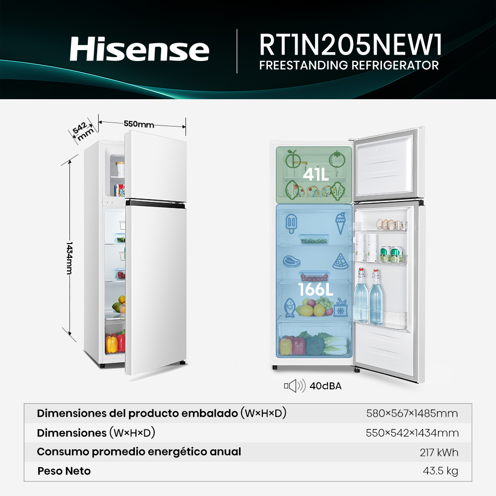 HELADERA RT205N1EWA 205LTS TOP MOUNT HISENSE - Imagen 4