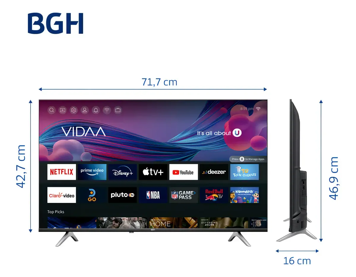 TV 32'LED SMART B3223H VIDAA BGH(BP) - Imagen 3